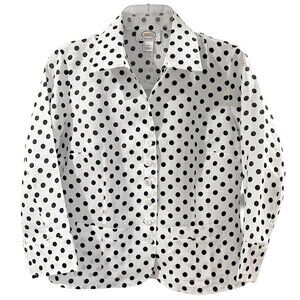 NWT Talbots Linen Black and White Polka Dot Blouse Shacket Size 4 Petite